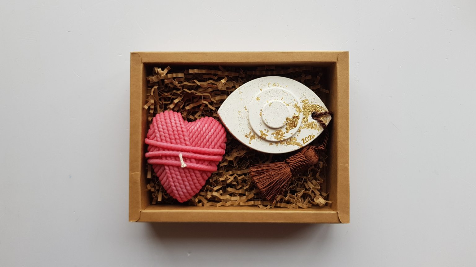 Box with heart candle & evil eye charm