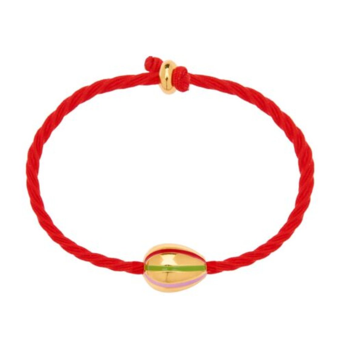 Red bracelet with gold-plated egg