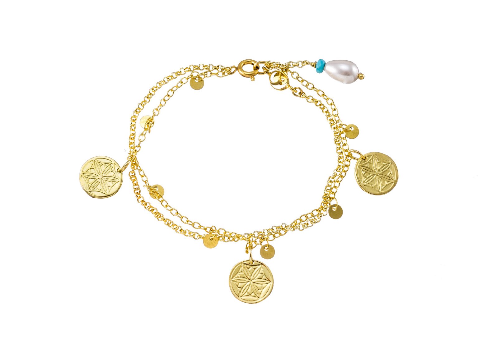 Double-chain gold-plated bracelet