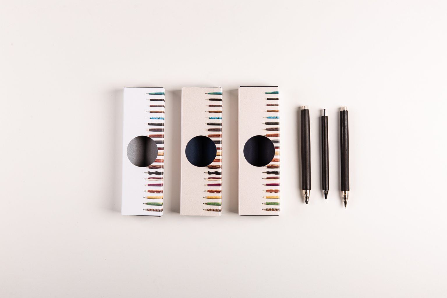 Handmade ebony ballpoint pen, sketch pencil & mechanical pencil