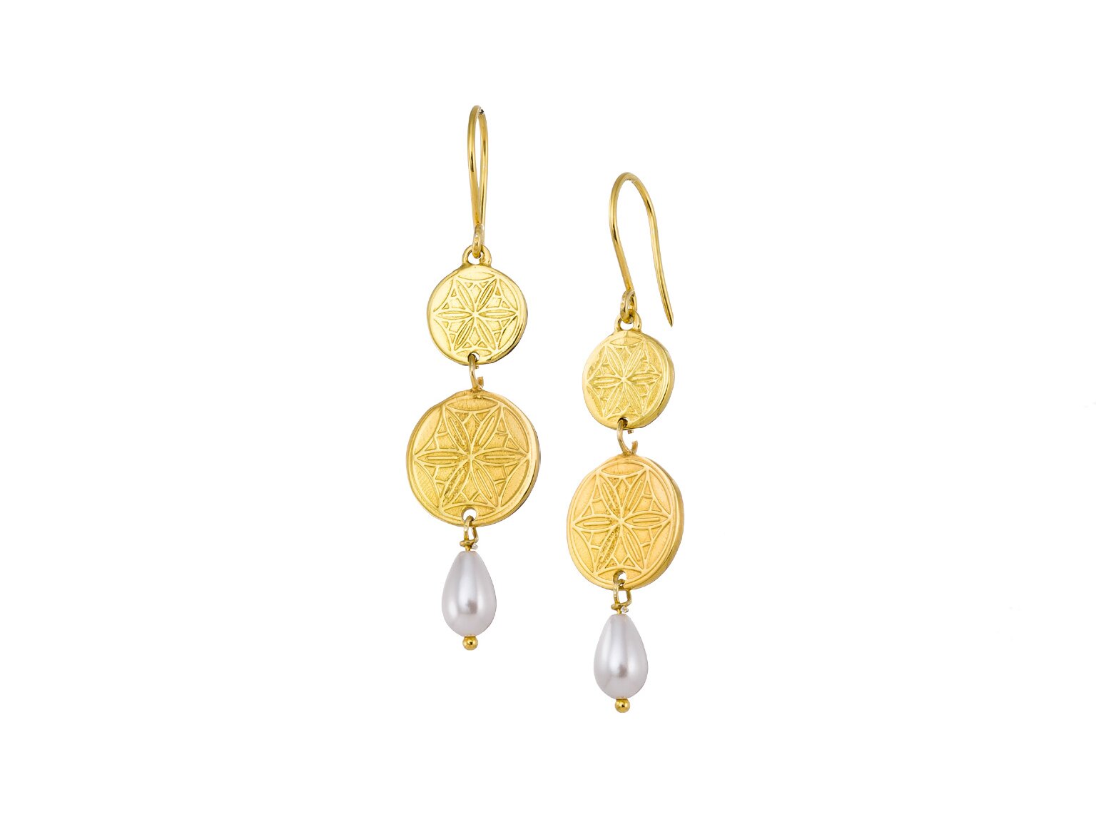 Gold-plated earrings with discs 