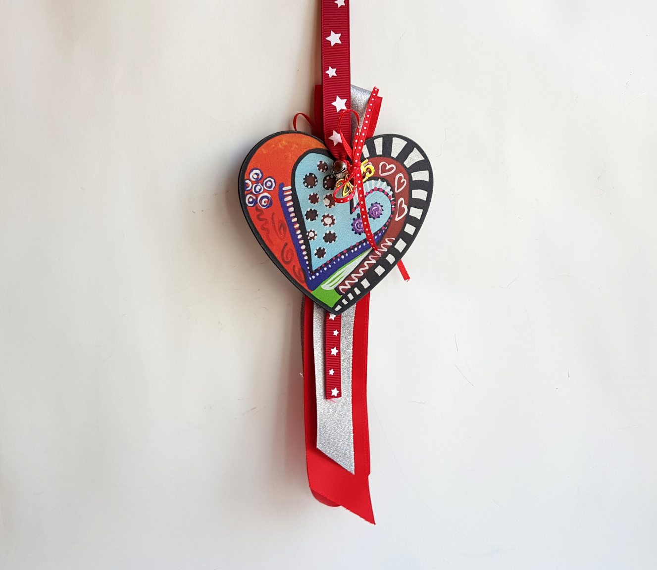 Handmade colourful heart lucky charm 