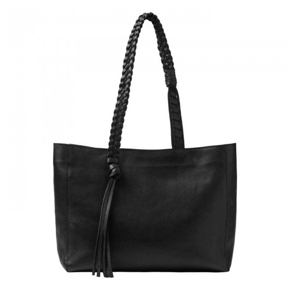 Large black leather tote