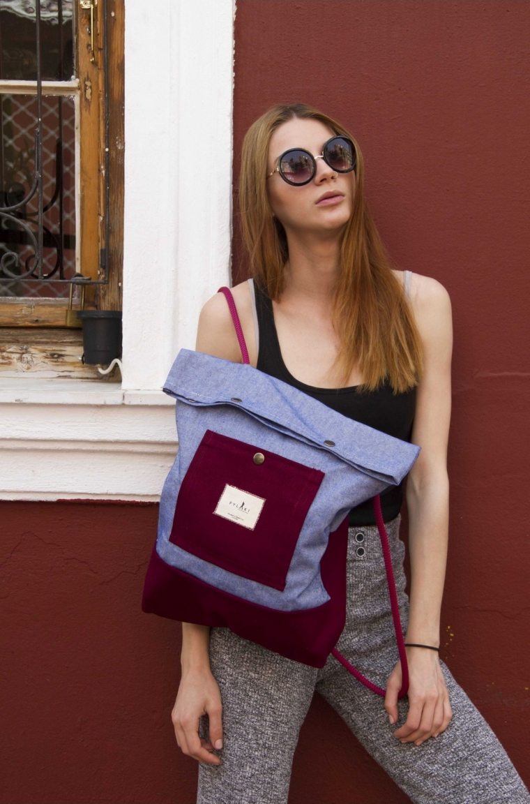 Blue & burgundy backpack 
