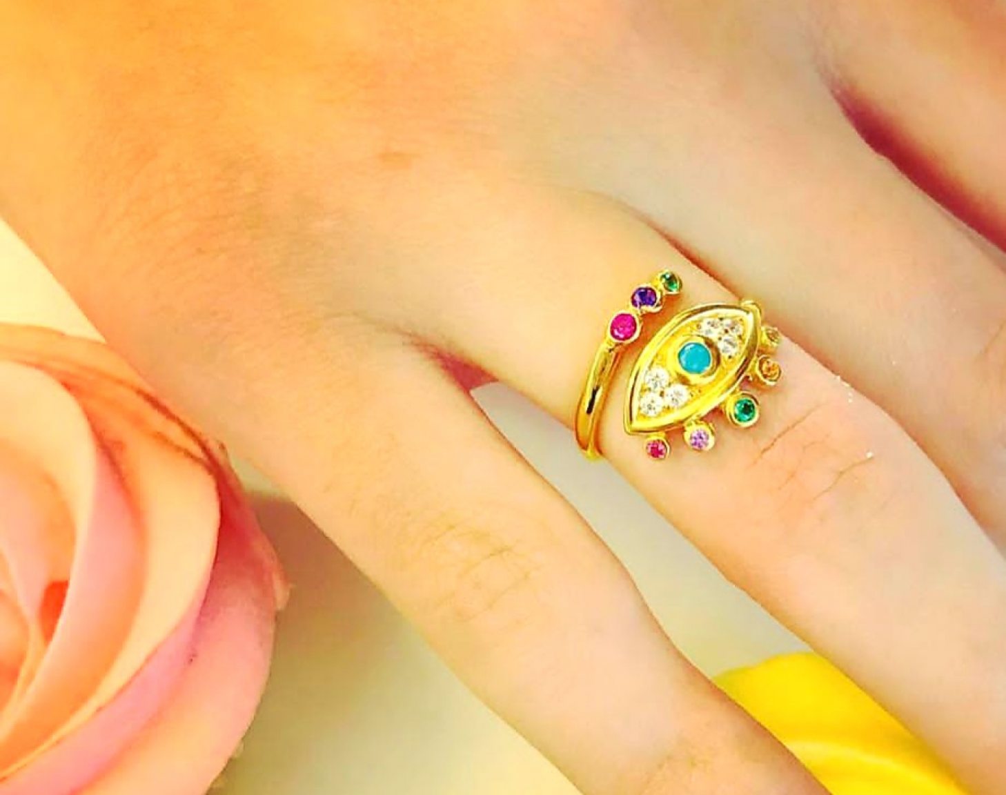 Gold plated ring with eye