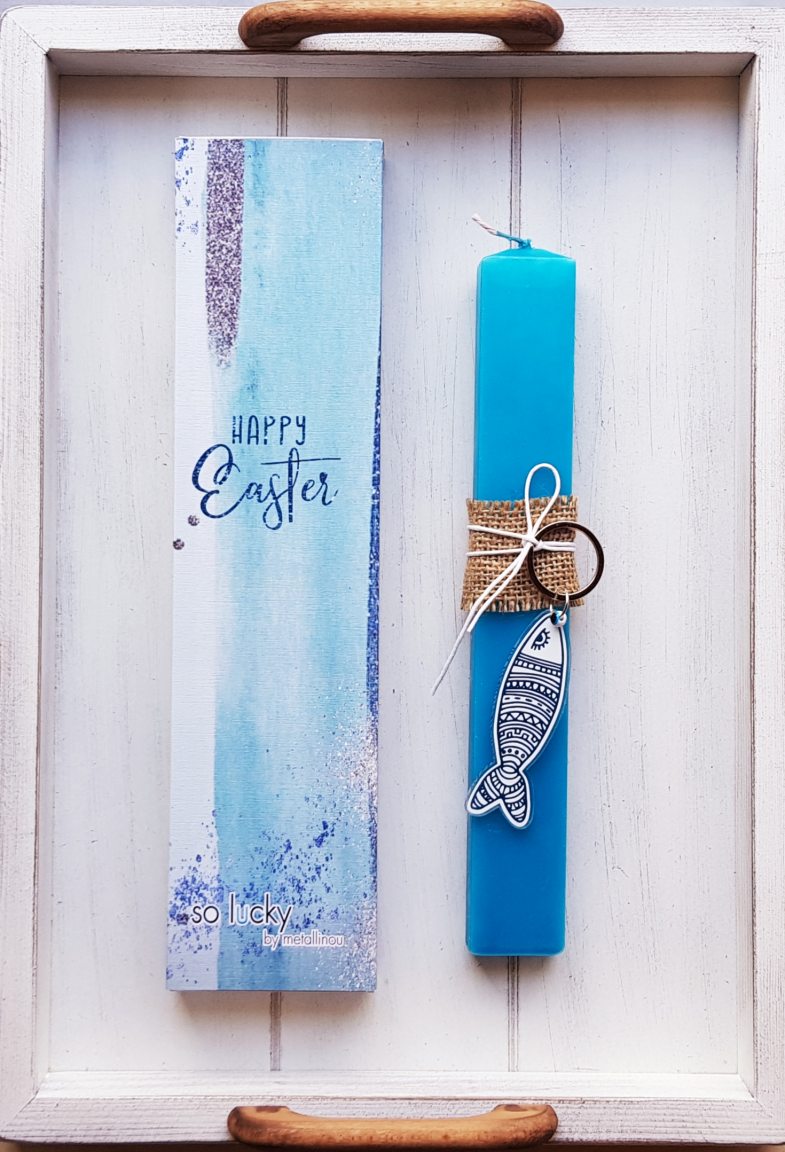 Handmade Easter candle with fish keyring