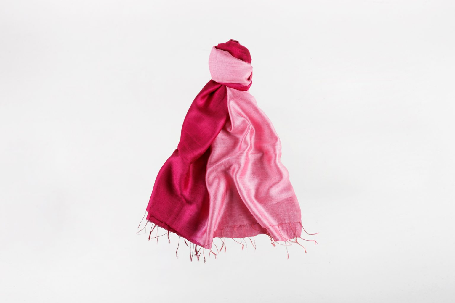 Τwo-tone fuchsia and pink silk shawl