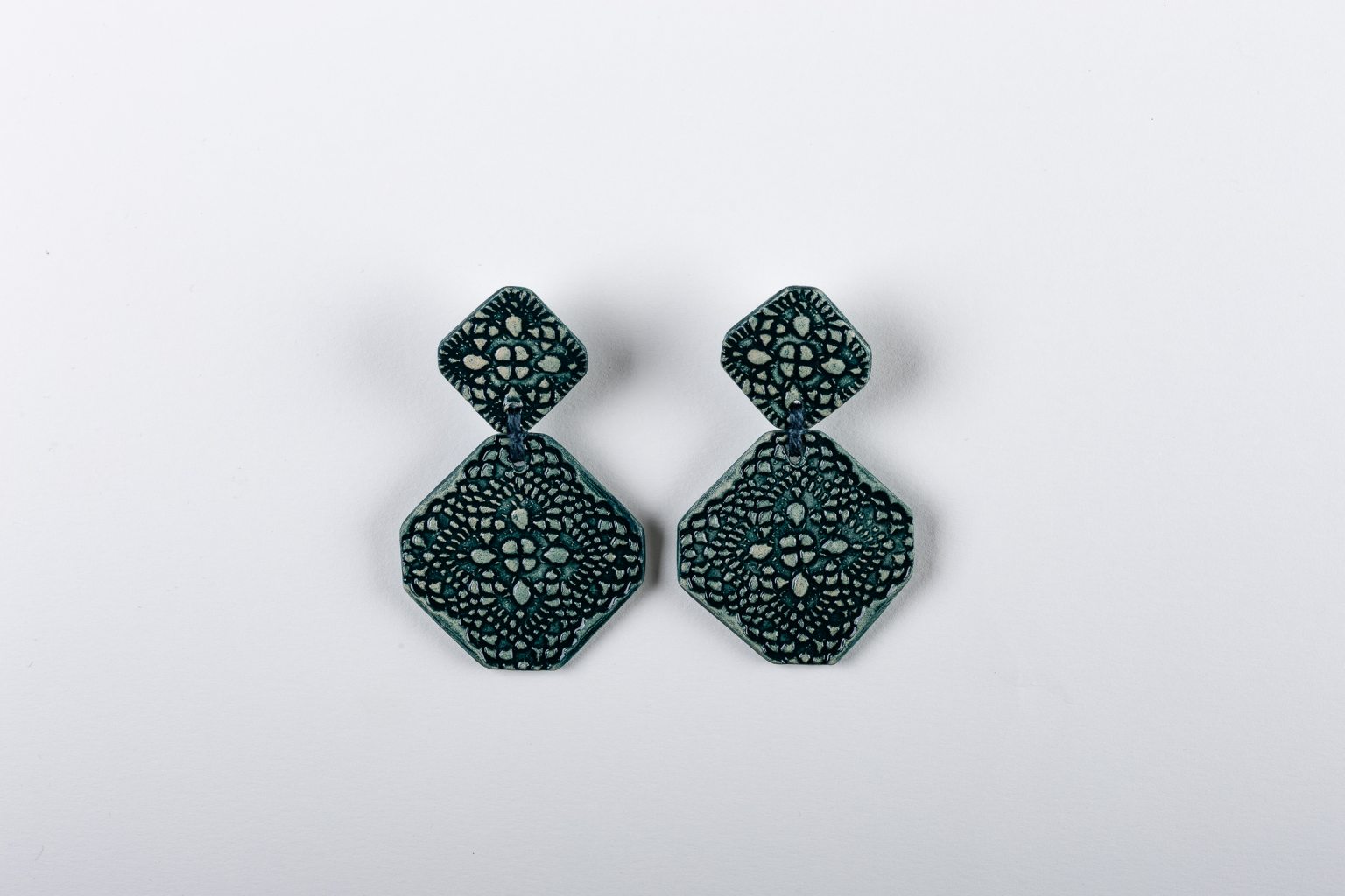 Boucles d'oreilles en céramique bleu sarcelle