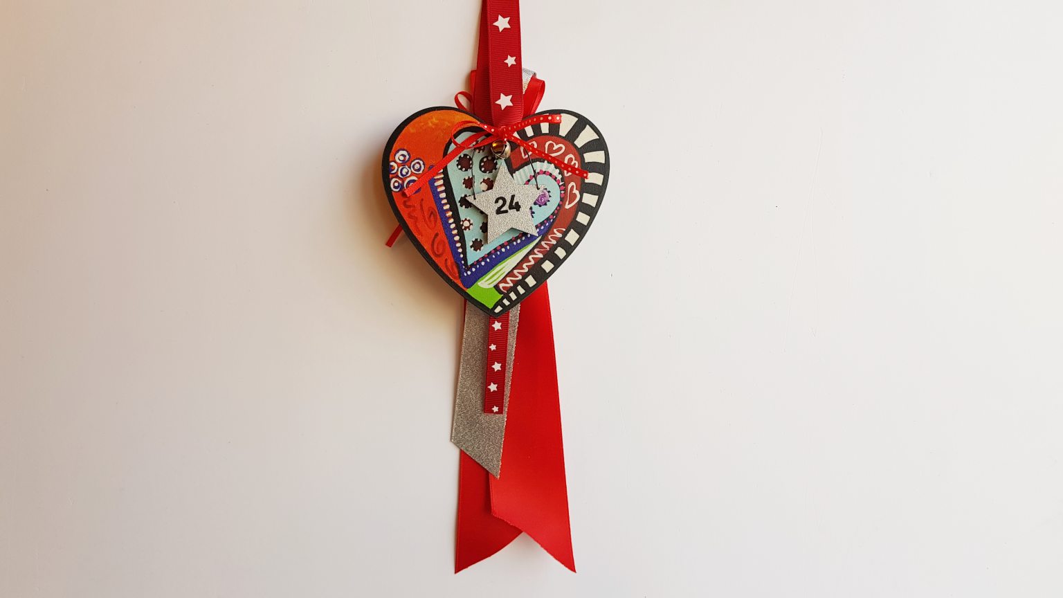 Handmade colourful heart lucky charm 
