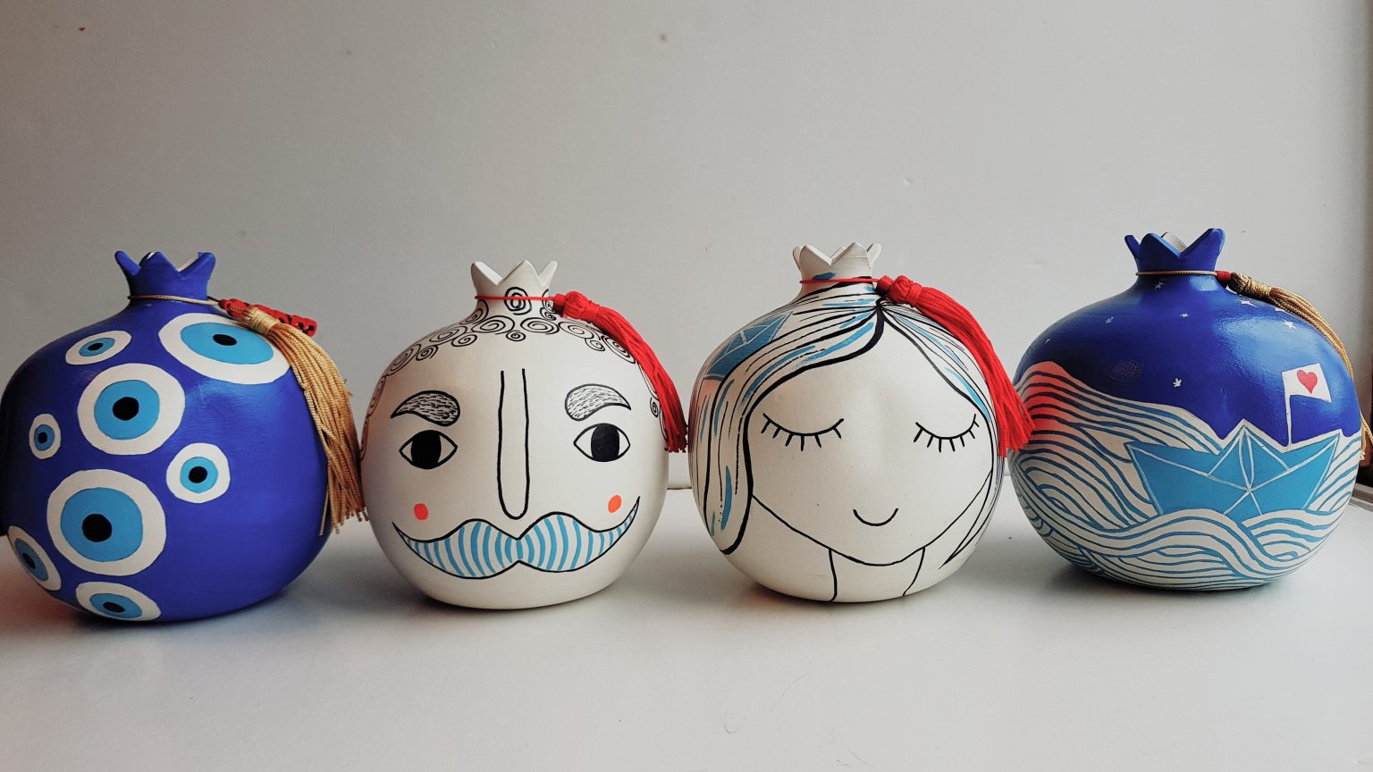 Large handmade pomegranate with a man