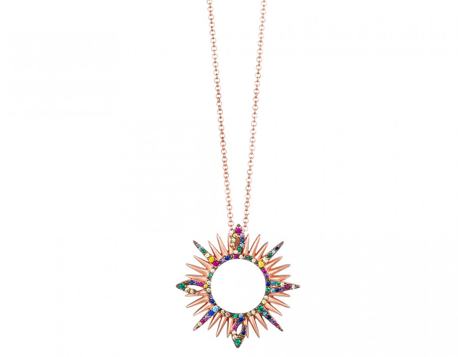 Rose gold-plated sun necklace