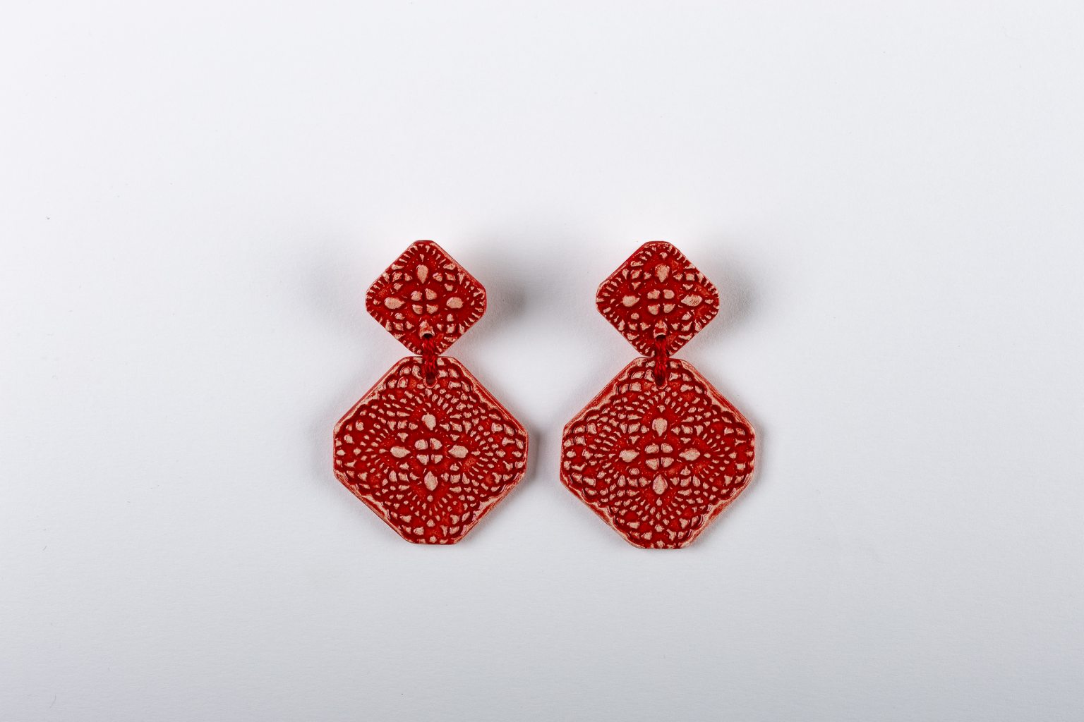 Handmade ceramic red earrings