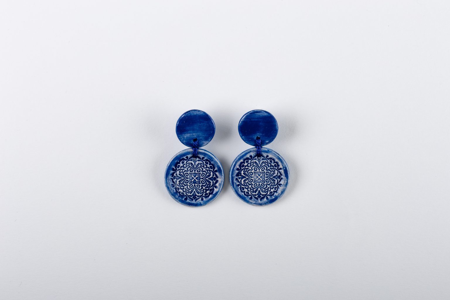 Handmade ceramic blue earrings