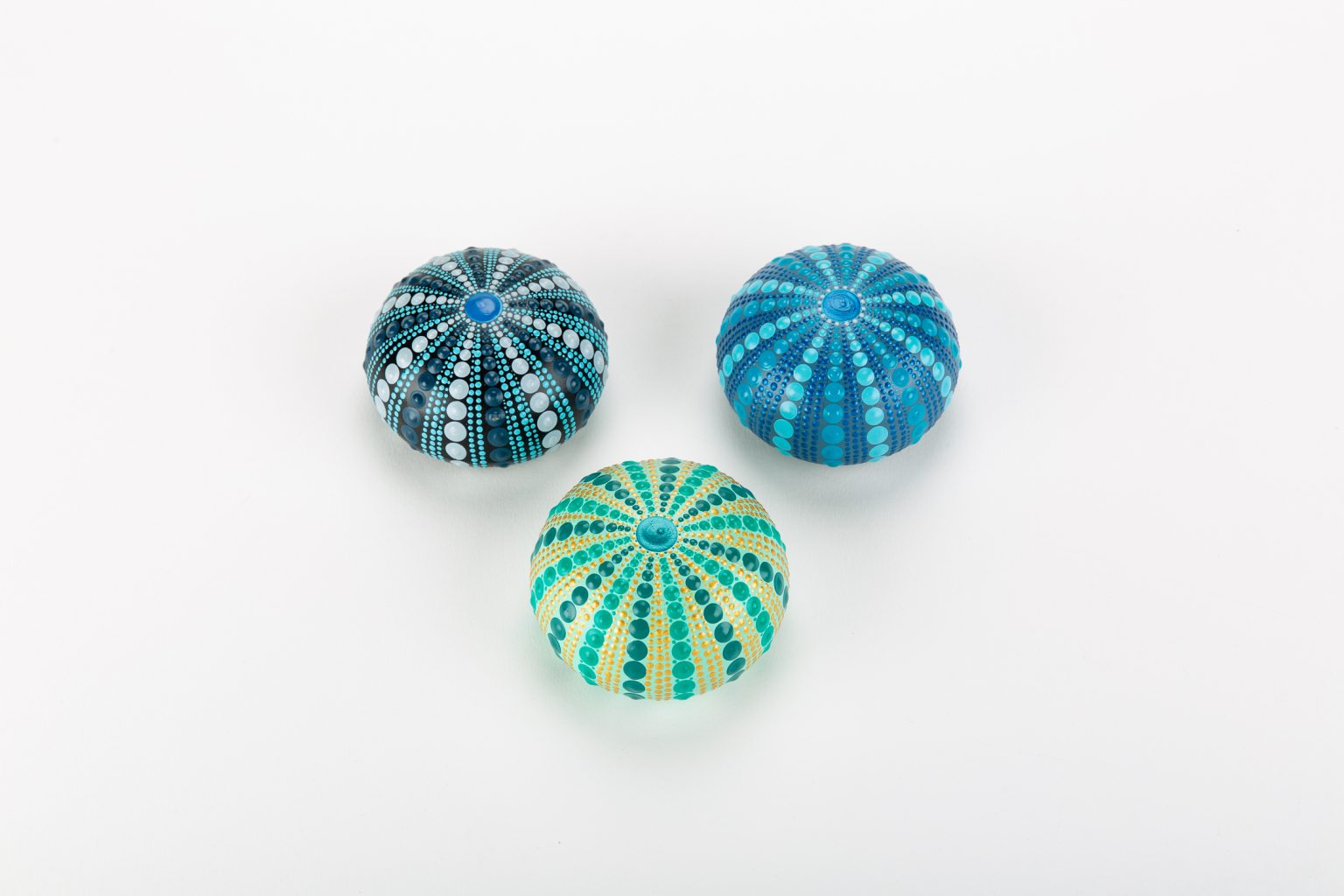 Set 3 blue sea urchin - paperweight