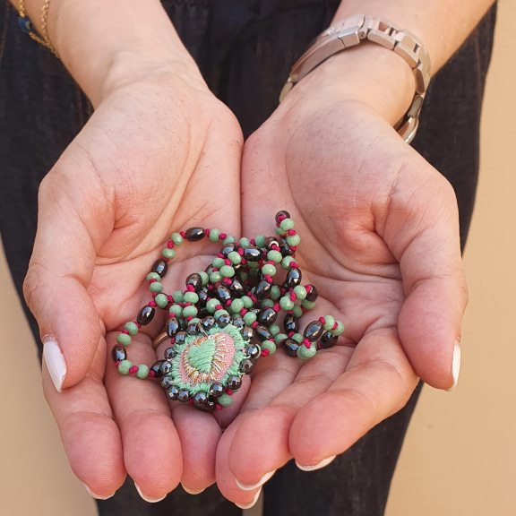 Hand-embroidered rosaries!