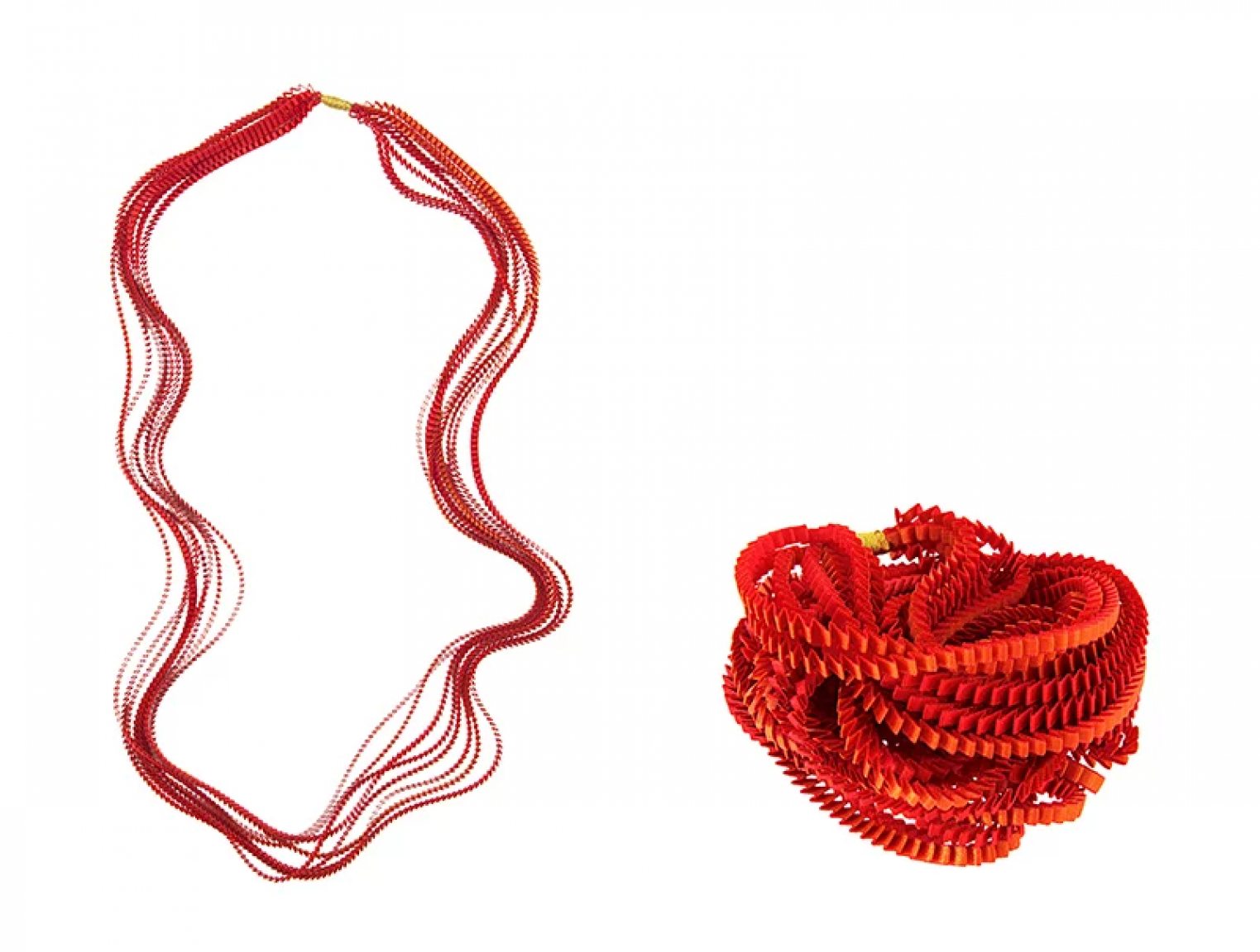Red & orange satin necklace