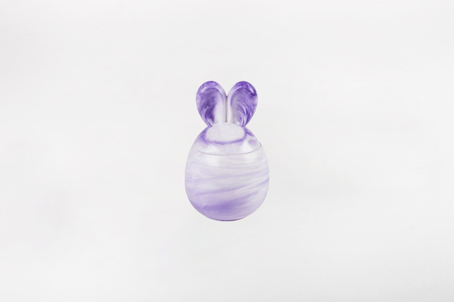Bougie en céramique en forme de lapin, lilas et blanc