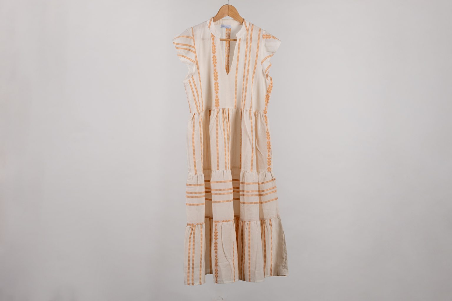 Caftan midi avec motif grec saumon