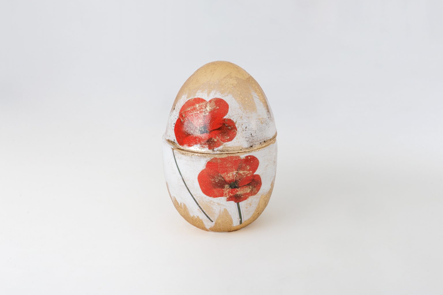 Handmade ceramic egg with poppies