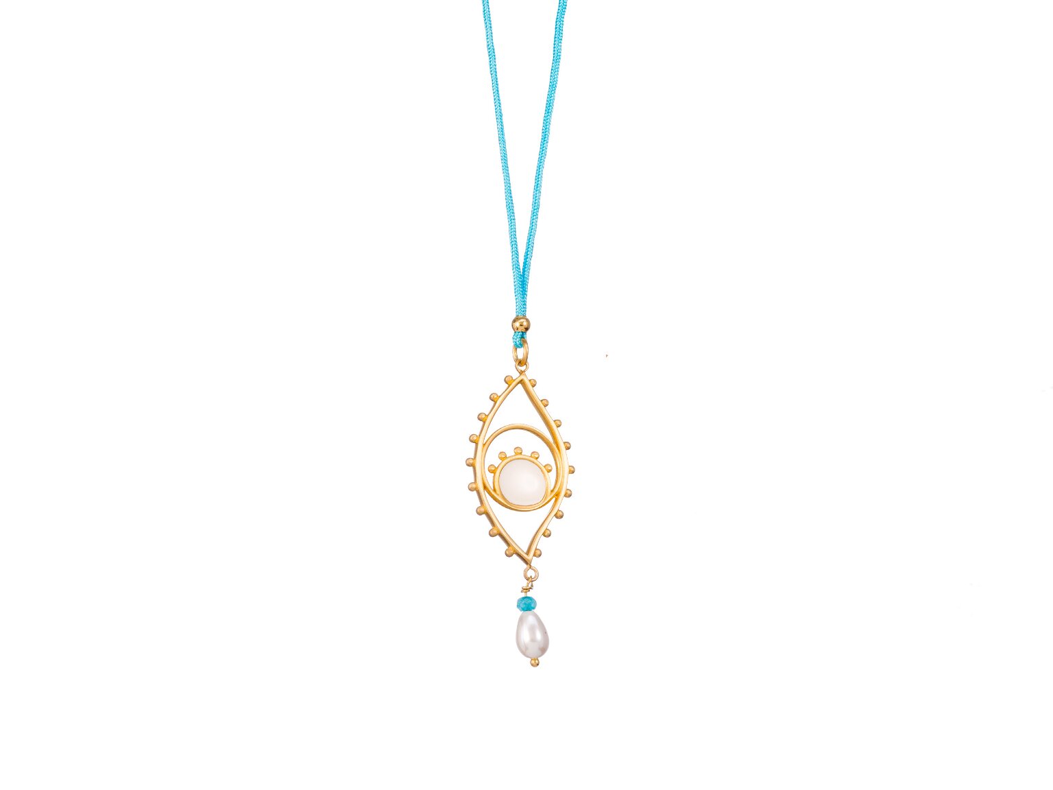 Gold-plated eye necklace with mother of pearl