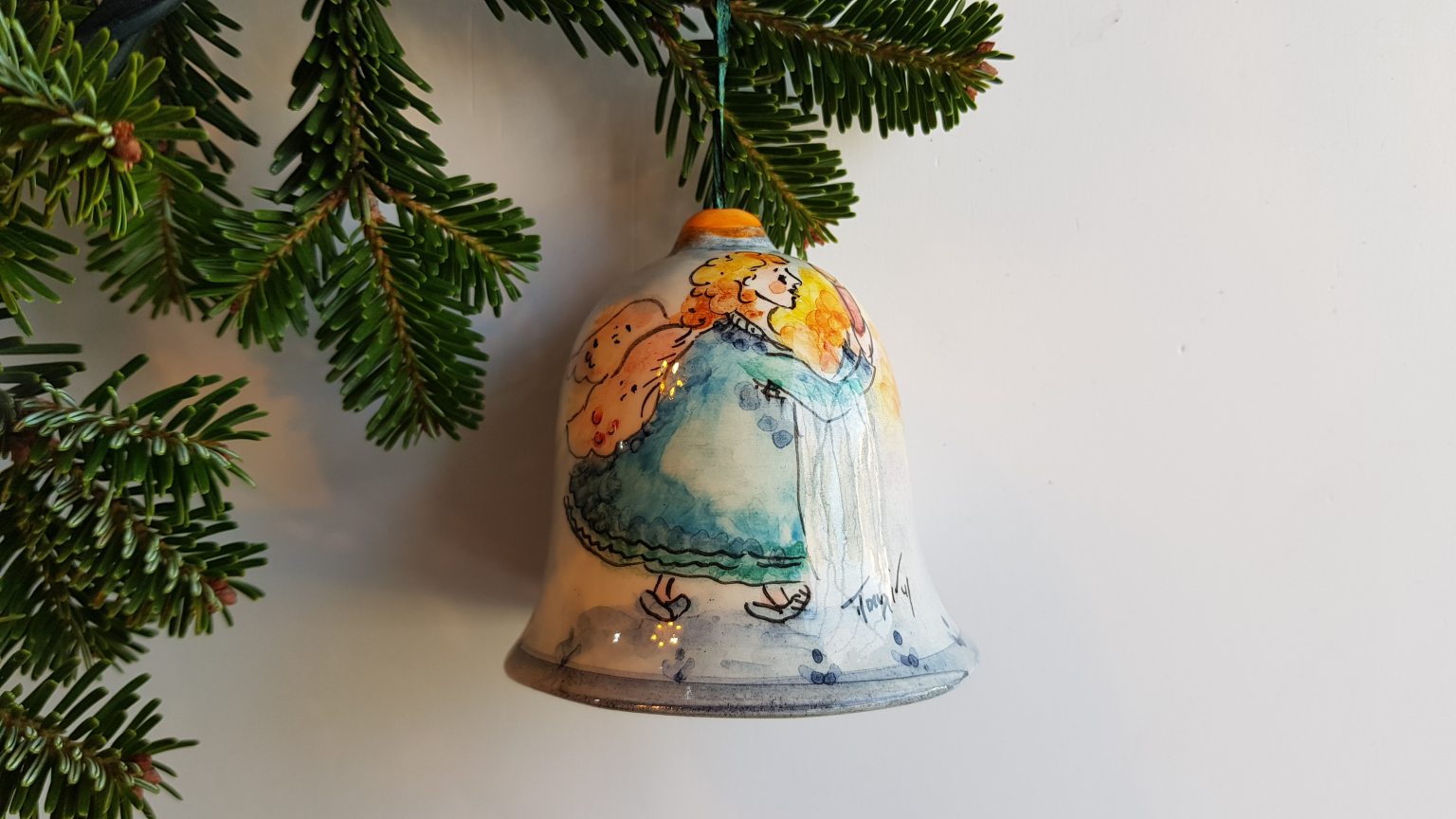 Ceramic bell ornament - angel