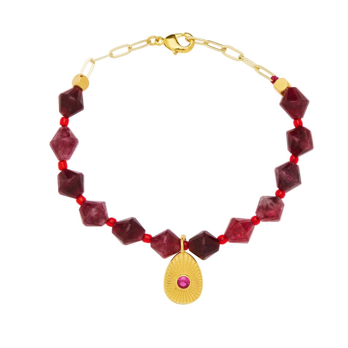 Bracelet bourgogne avec œuf plaqué or