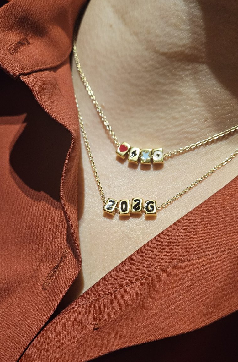 Collier plaqué or «Cubes/2026 »