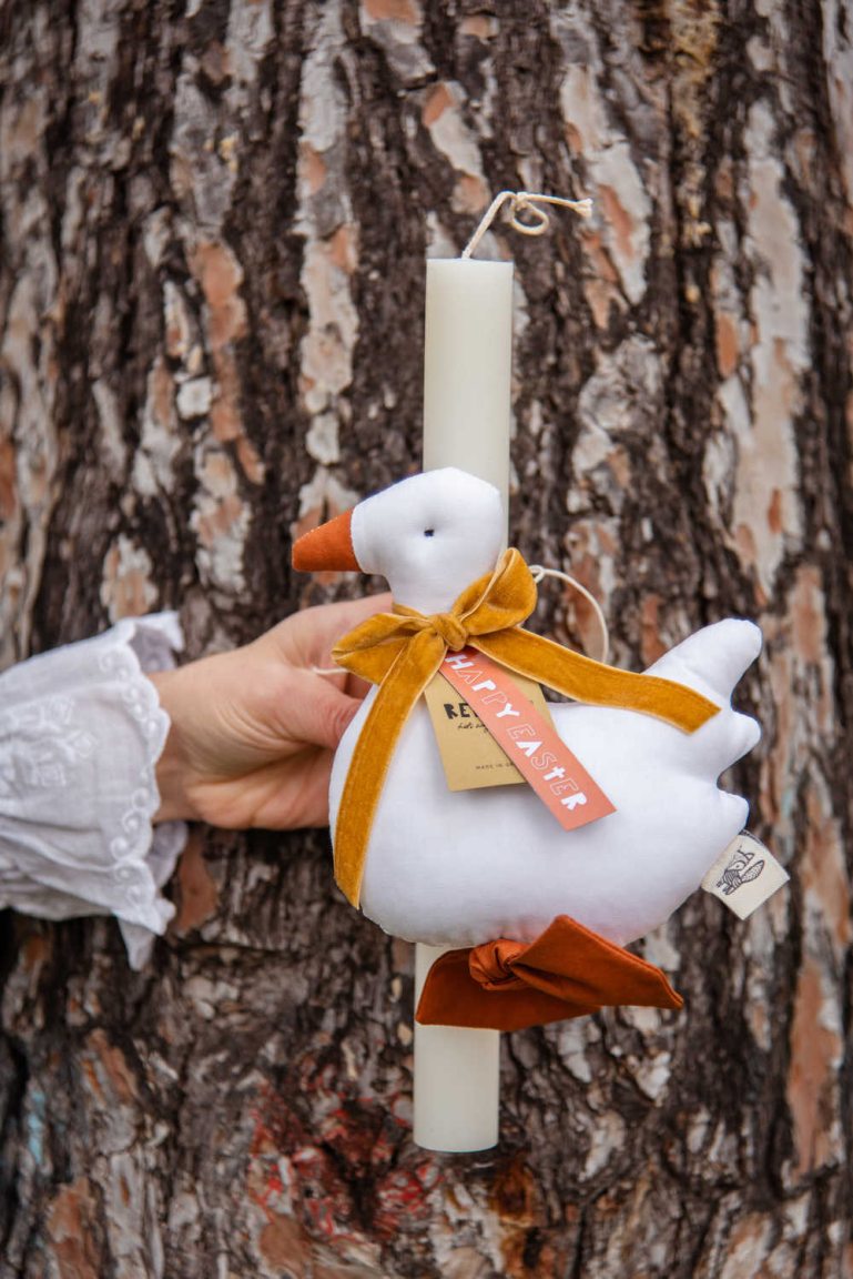 Bougie artisanale avec canard blanc