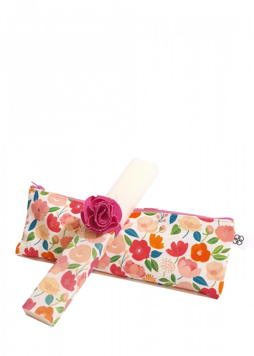 Handmade Easter candle with flowers pencil case "Spring"