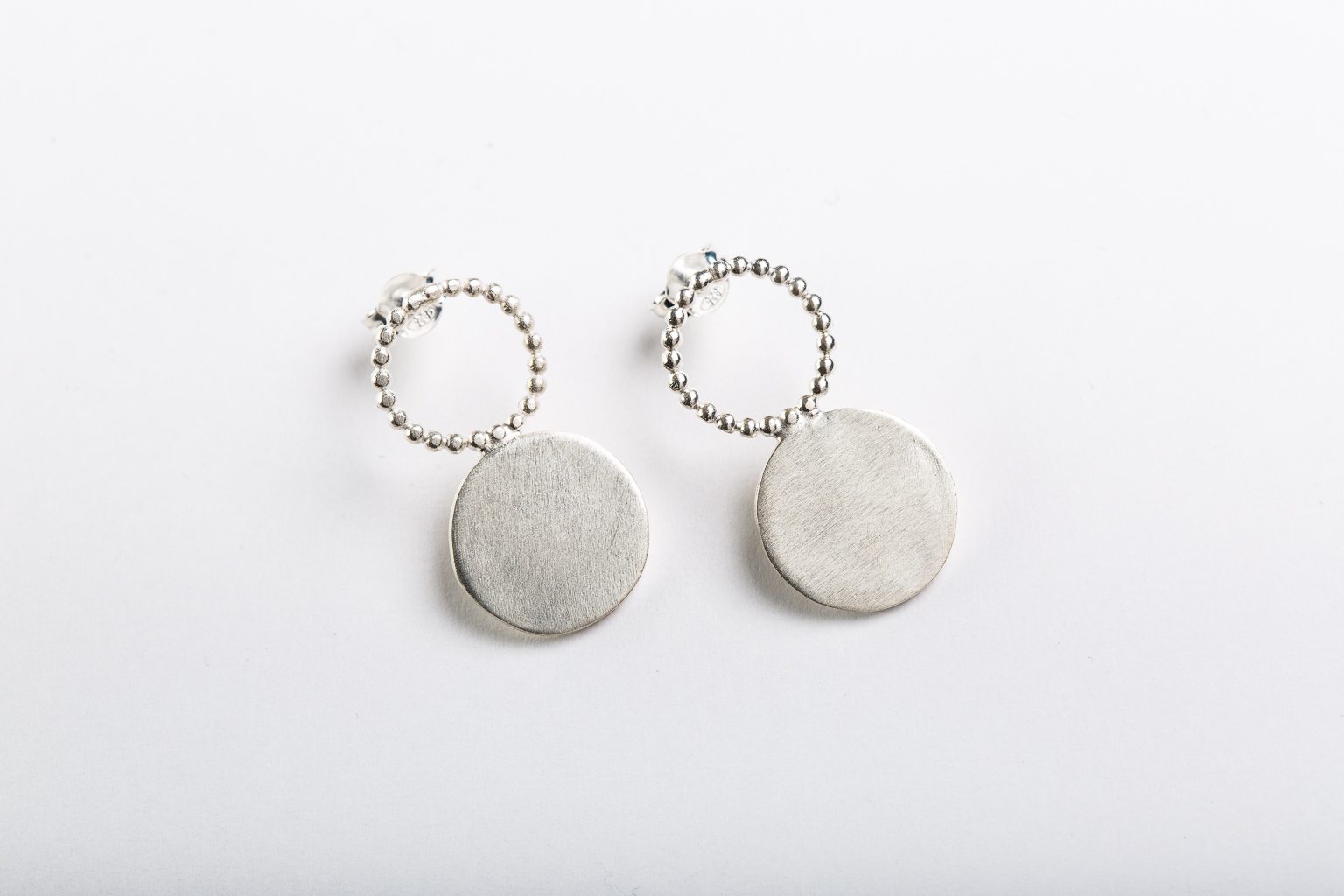 Silver earrings "Two circles"