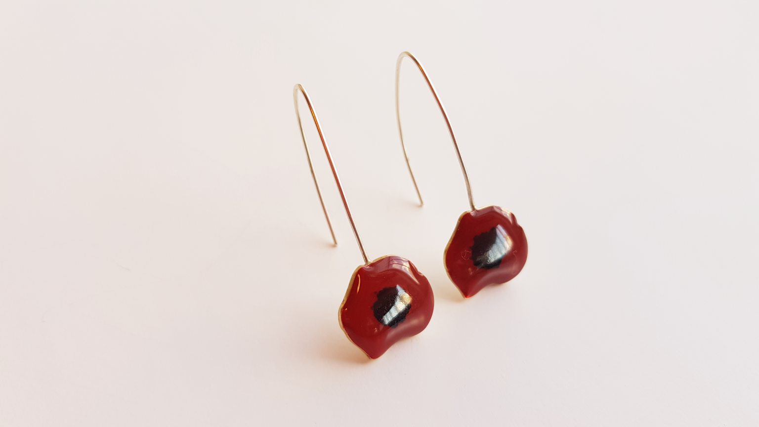 Boucles d'oreilles avec coquelicot fleurs