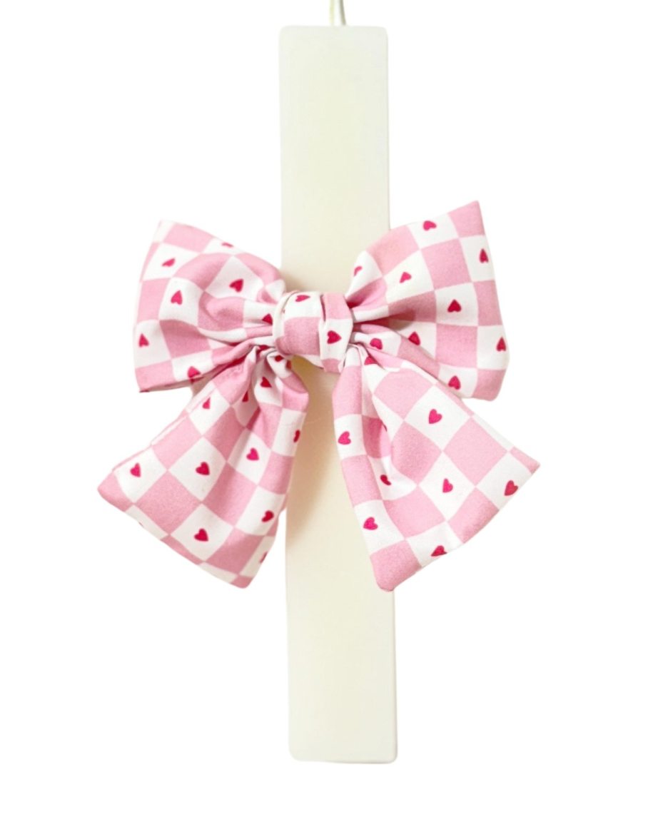 Handmade candle with pink bow
