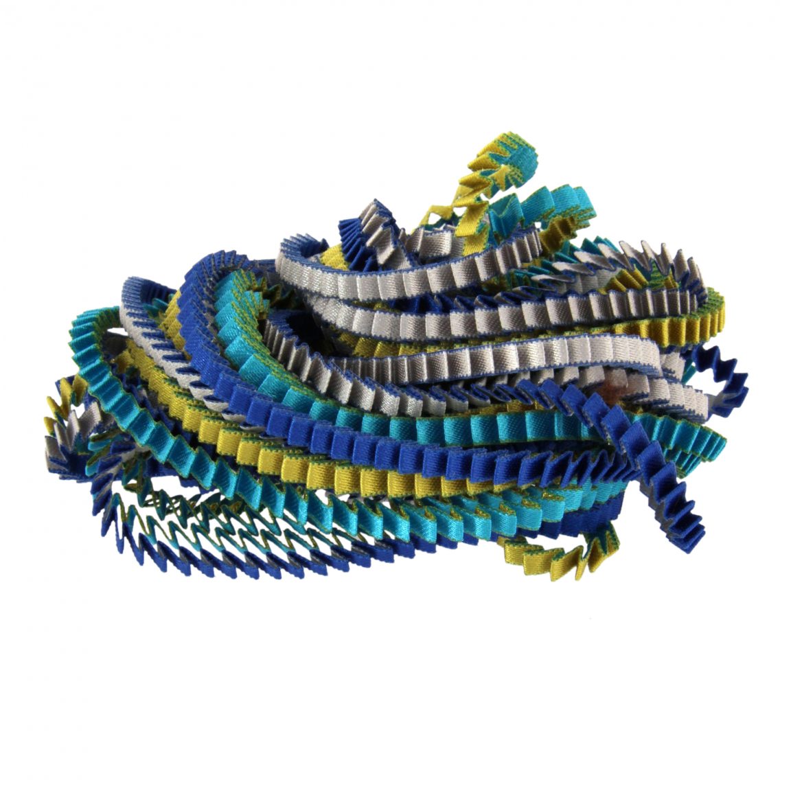 Collier en satin bleu, or et argent