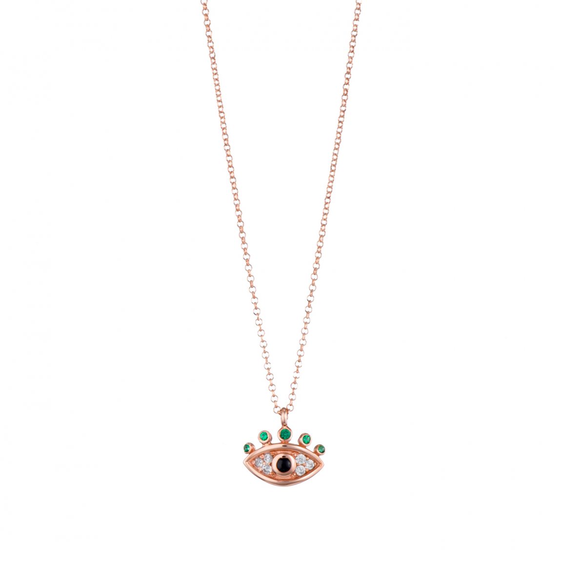 Collier œil or plaqué rose avec zircons