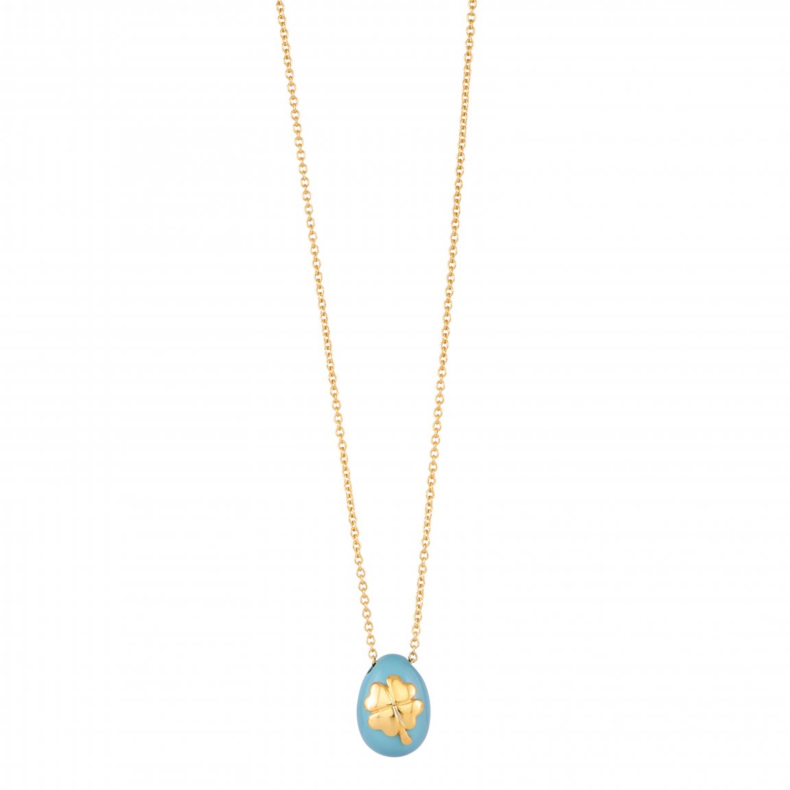 Pendant turquoise egg with clover