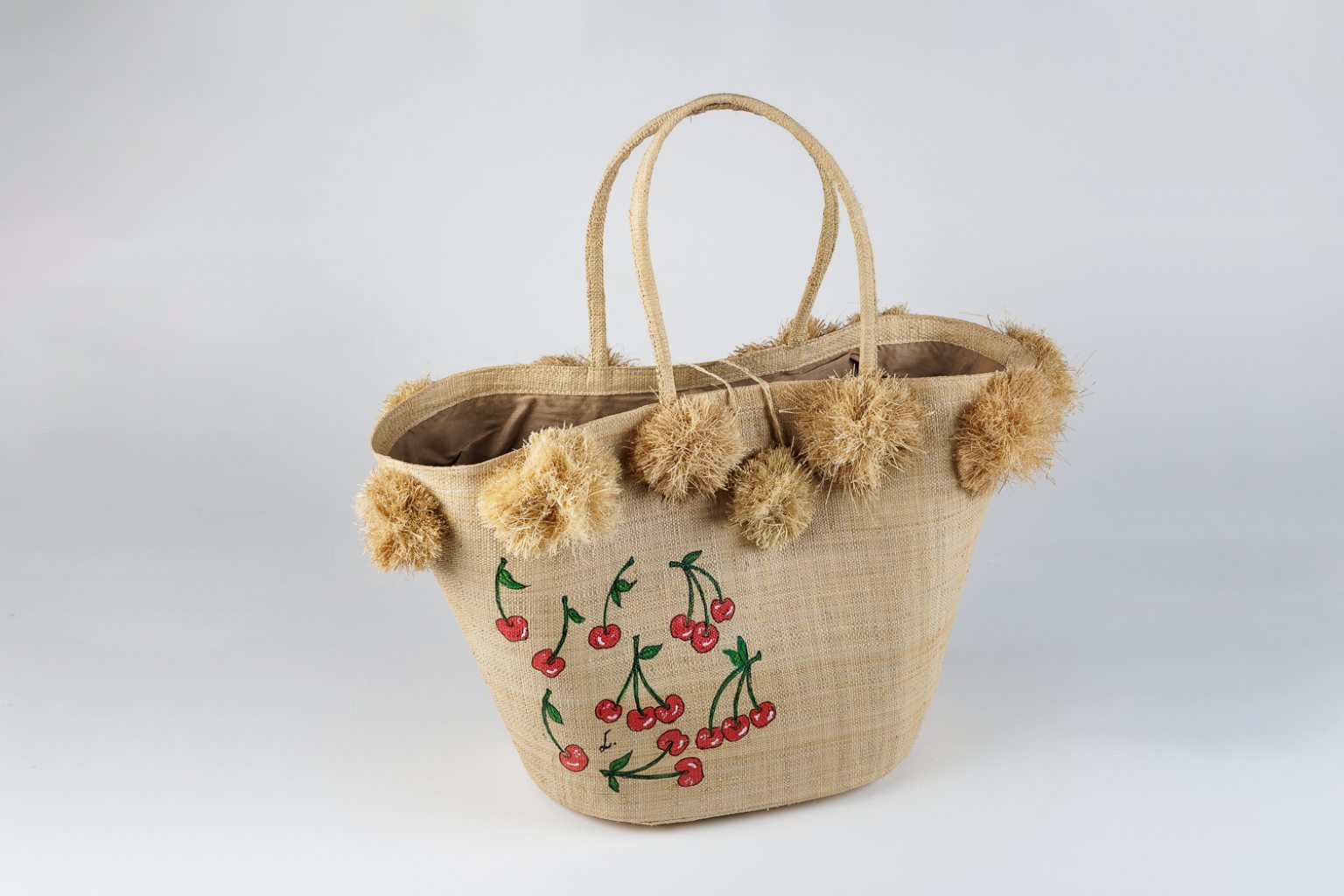 Large straw bag “Cherries”