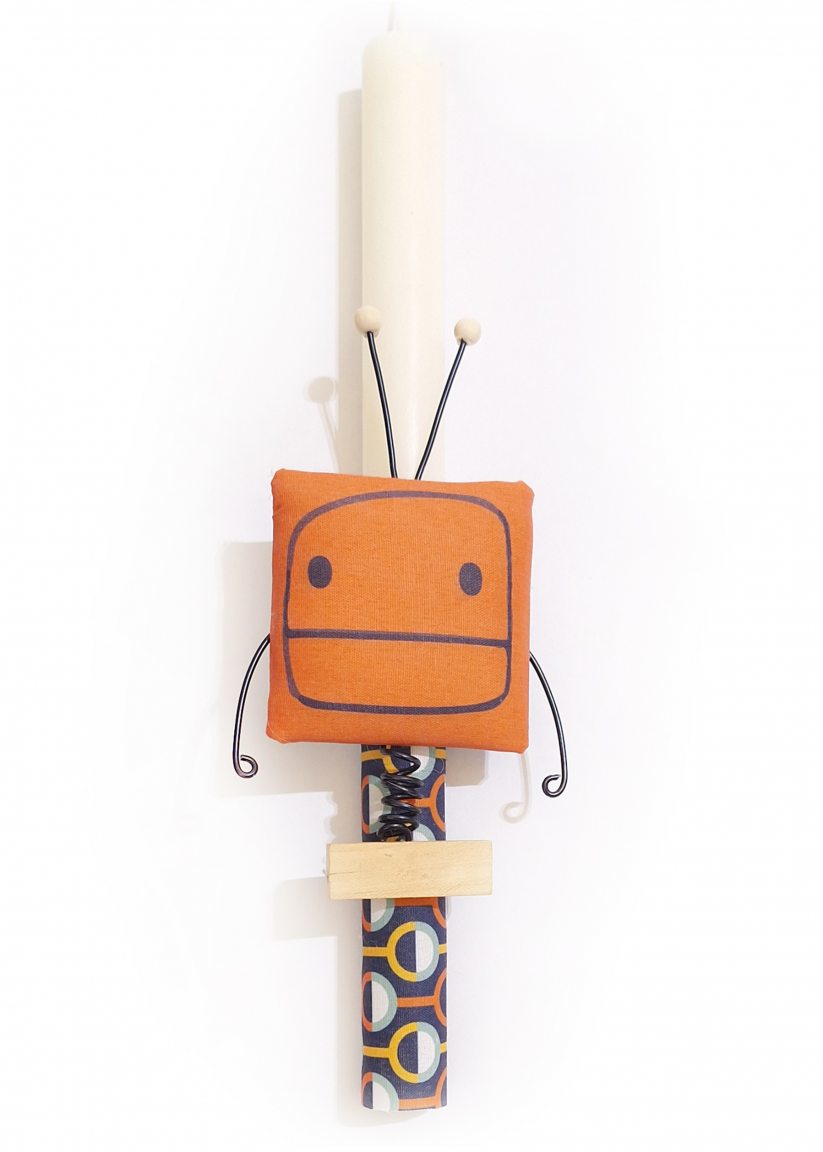 Handmade Easter candle robot "Square"