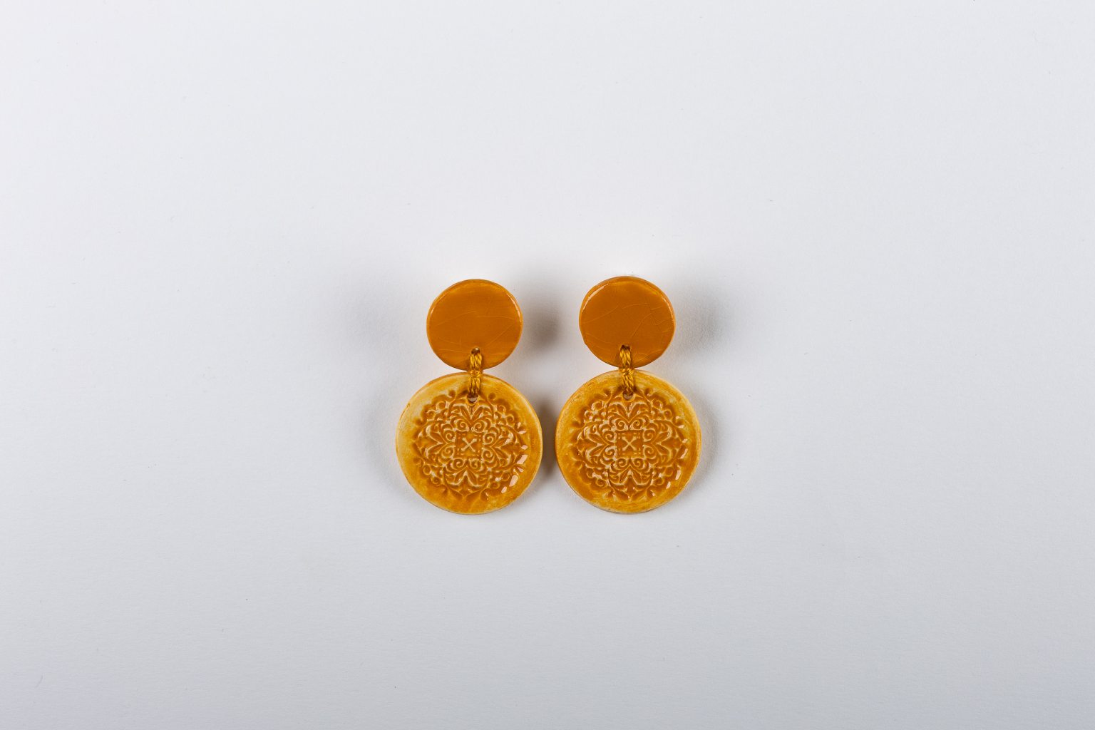 Handmade ceramic yellow earrings