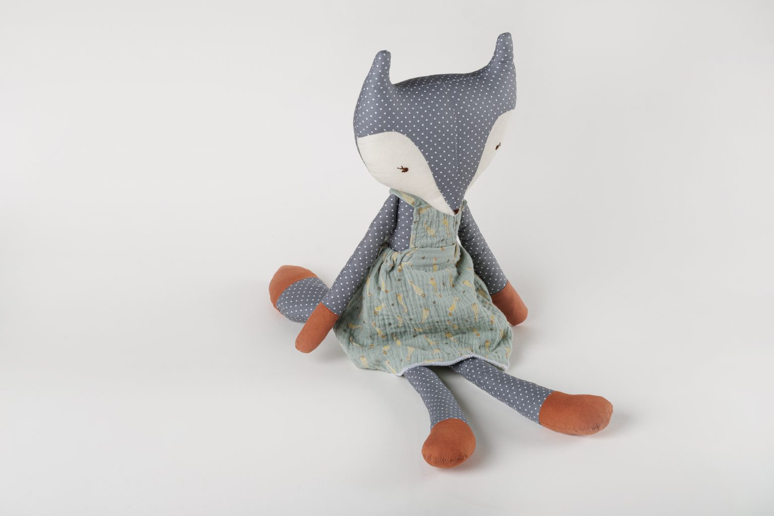 Handmade fox with light blue dress