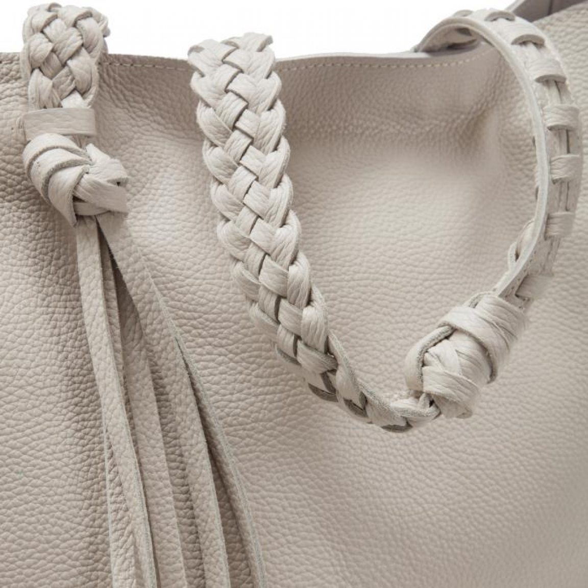 Large white leather tote 