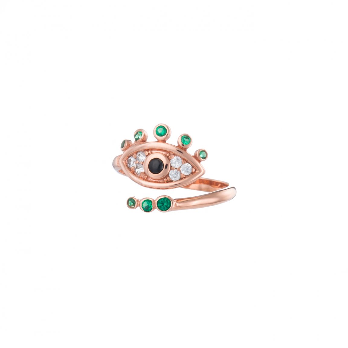 Rose gold plated ring with eye