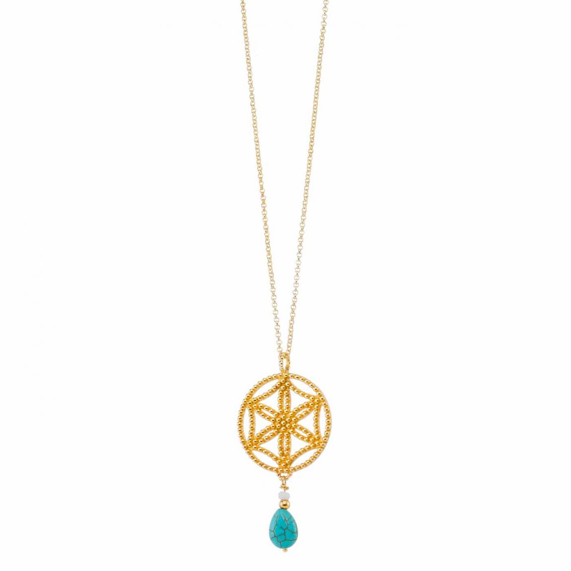 Long gold-plated pendant with howlite