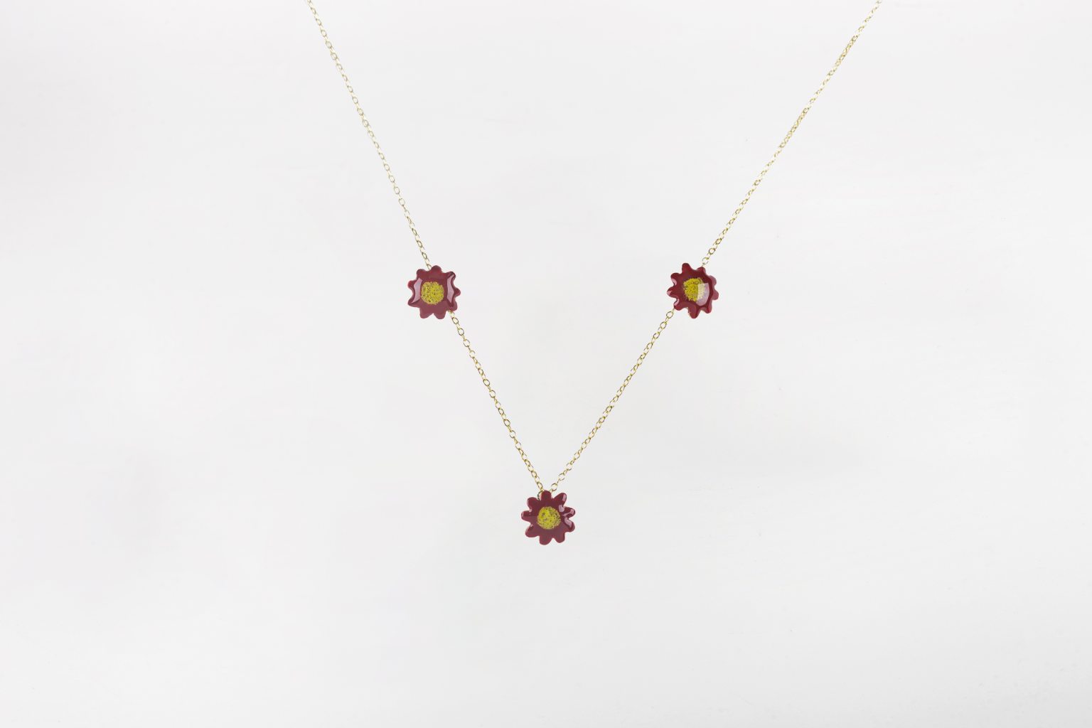 Νecklace "Red daisy flowers"