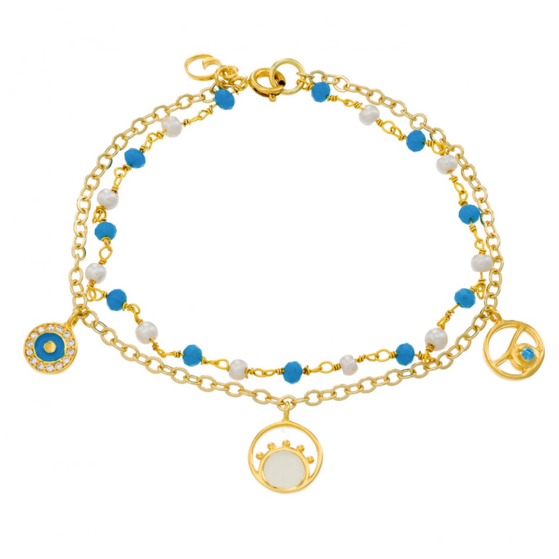 Gold-plated bracelet with eye charms