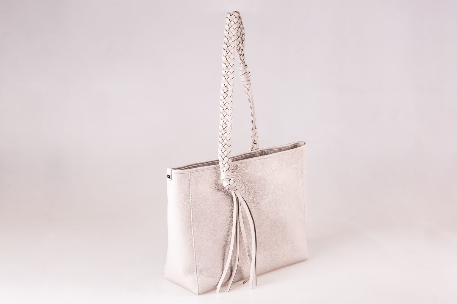 Large white leather tote 