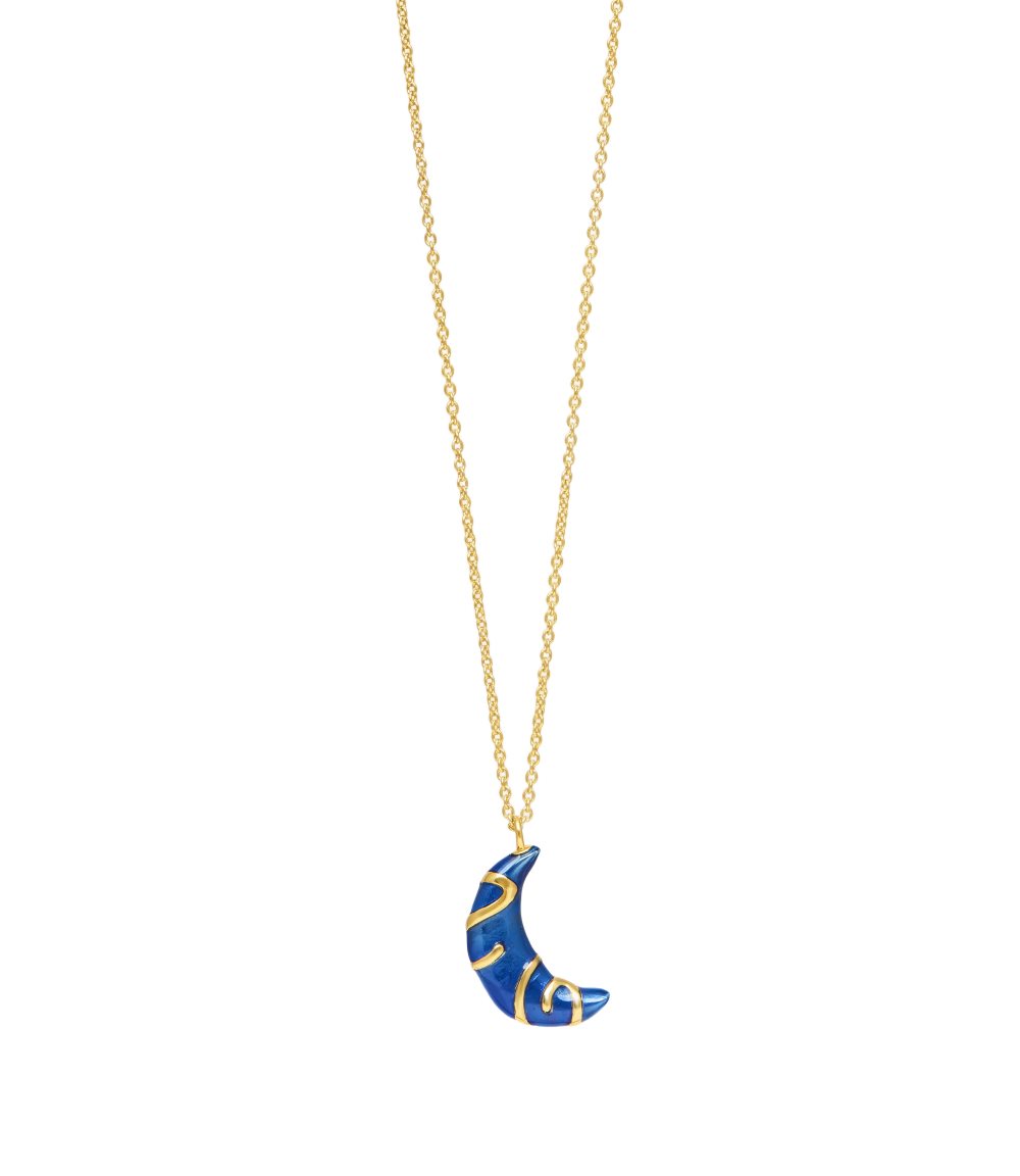 Pendant charm "Blue crescent moon"