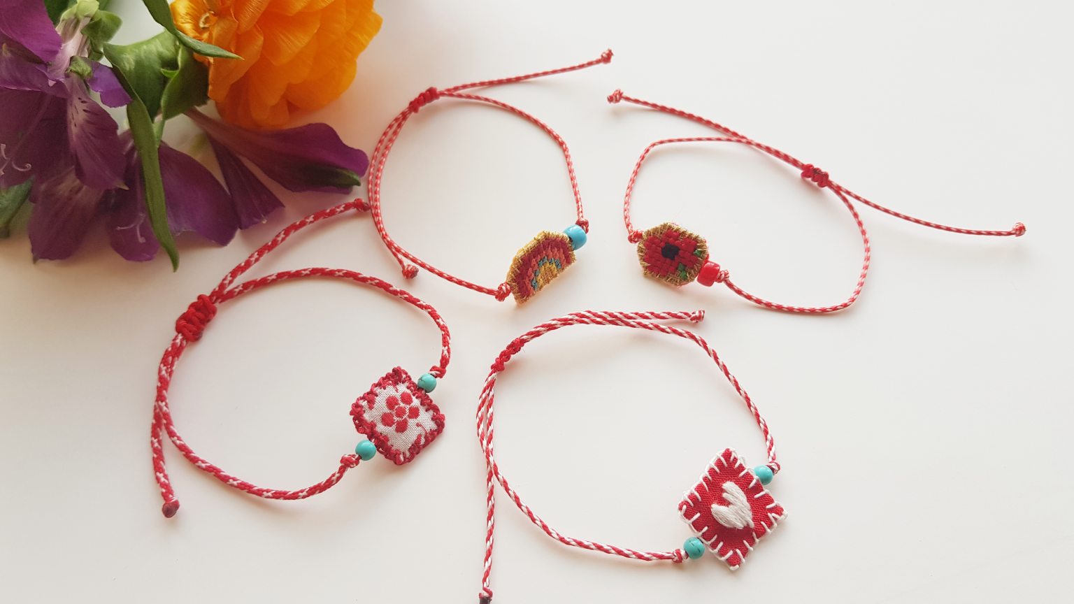 Red poppy "martis" bracelet