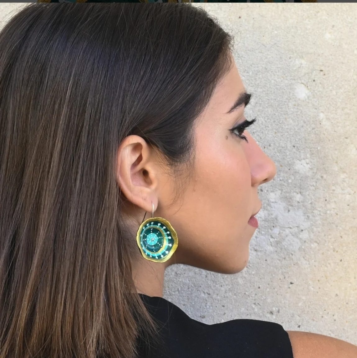 Handmade green earrings made of papier-mâché