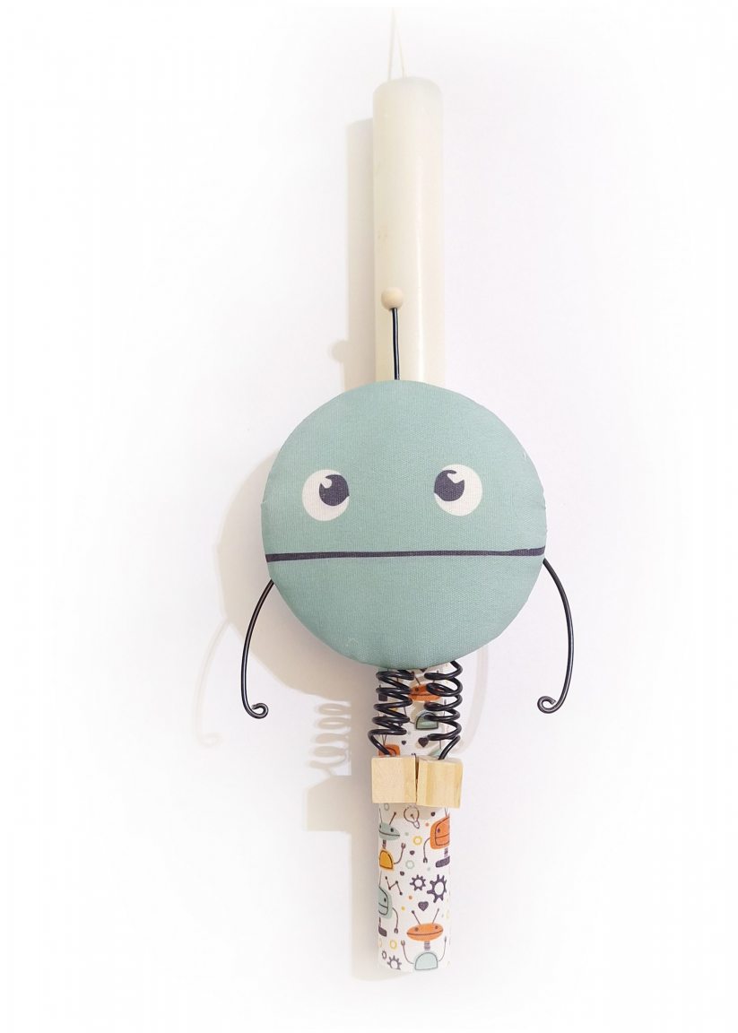 Handmade Easter candle robot "Ruby"