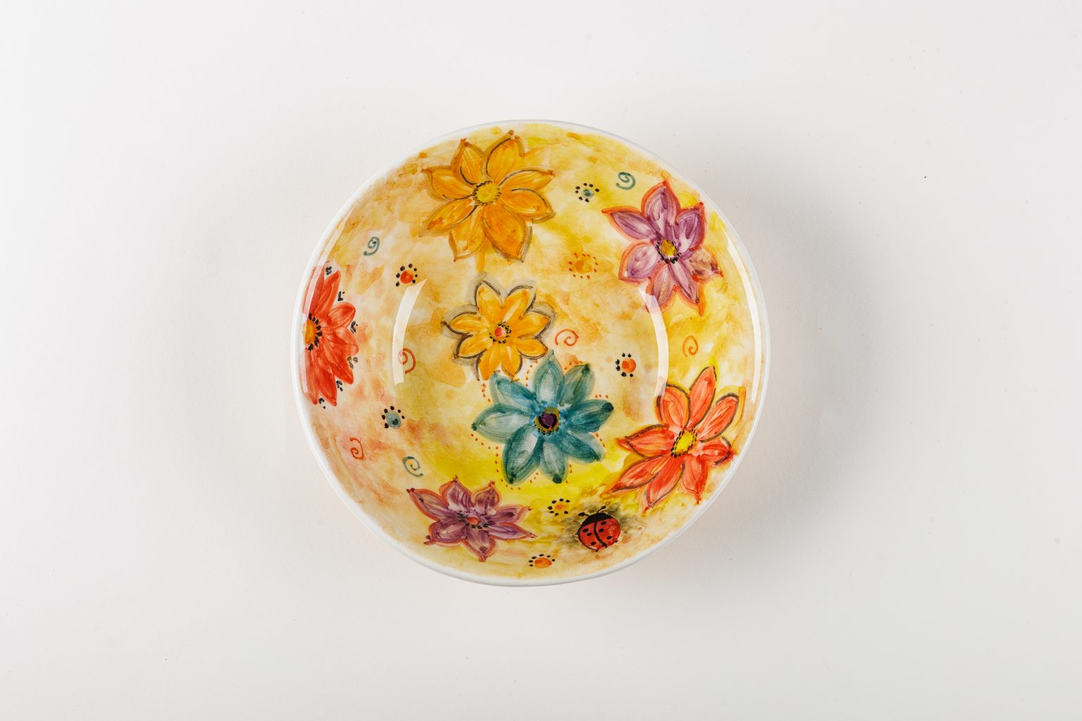 Χειροποίητο κεραμικό μπωλ με λουλούδια